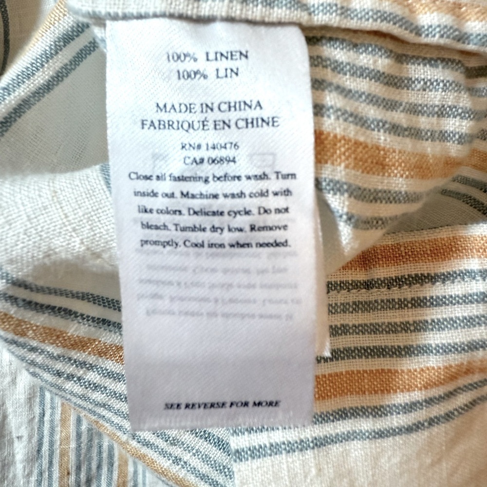 Faherty Beach Days Rialto Tunic Striped Linen Dress Luciano Stripe Size Large - Picture 9 of 11